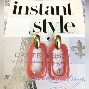 J. Crew Coral Rectangle Drop Italian Earrings
